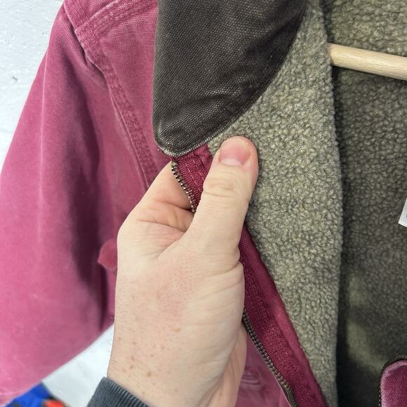 Y2K Carhartt Sherpa-Lined Detroit Jacket “Raspberry” WJ097 - Picture 15 of 16